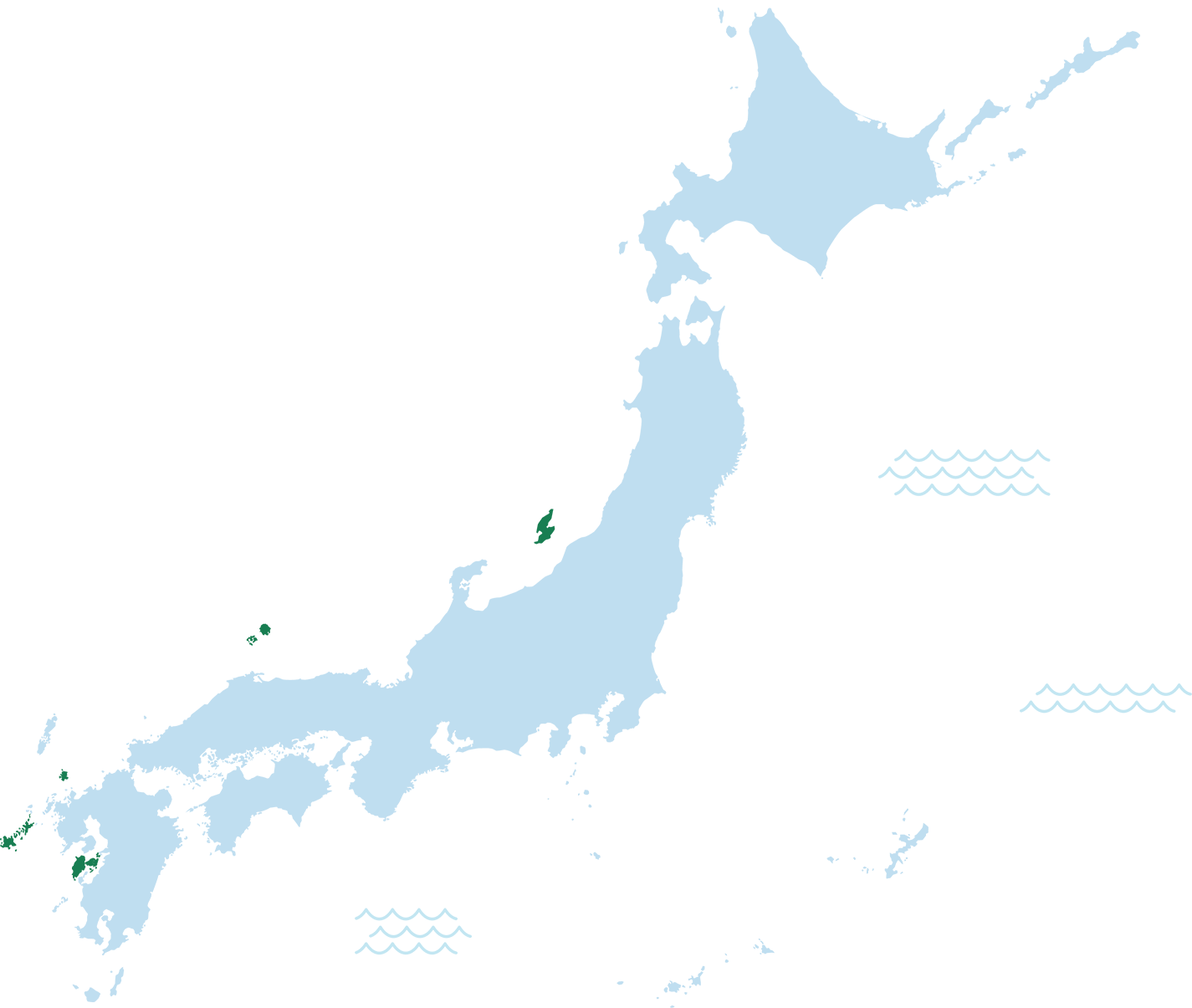 日本地図から見る各島の位置